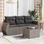 Garden sofa set 4 pieces with gray synthetic rattan cushions by , Garden sets - Ref: Foro24-3221069, Price: 303,99 €, Discoun...