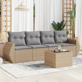 Set Gartensofas mit Kissen 5 Stück synthetisches Rattan beige von , Gartensets - Ref: Foro24-3221088, Preis: 362,94 €, Rabatt: %