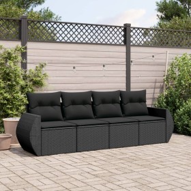 4-piece garden sofa set with black synthetic rattan cushions by , Garden sets - Ref: Foro24-3221074, Price: 272,19 €, Discoun...