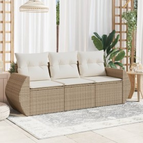 Garden sofa set with beige cushions 3 pieces PE rattan by , Garden sets - Ref: Foro24-3221057, Price: 314,93 €, Discount: %