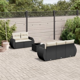 Set aus 6-teiligen Gartensofas und Kissen Kunstrattan schwarz von , Gartensets - Ref: Foro24-3221095, Preis: 476,99 €, Rabatt: %