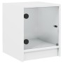 Mesita de noche con puerta de vidrio blanco 35x37x42 cm de , Mesitas de noche - Ref: Foro24-836343, Precio: 39,24 €, Descuent...