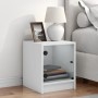 Mesita de noche con puerta de vidrio blanco 35x37x42 cm de , Mesitas de noche - Ref: Foro24-836343, Precio: 39,24 €, Descuent...