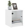 Mesita de noche con puerta de vidrio blanco 35x37x42 cm de , Mesitas de noche - Ref: Foro24-836343, Precio: 39,24 €, Descuent...