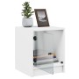 Mesita de noche con puerta de vidrio blanco 35x37x42 cm de , Mesitas de noche - Ref: Foro24-836343, Precio: 39,24 €, Descuent...