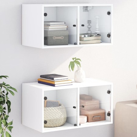 Wall unit with 2 white glass doors 68.5x37x35 cm by , Lockers and storage cabinets - Ref: Foro24-836498, Price: 89,26 €, Disc...