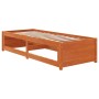 Wax brown solid pine wood sofa bed 80x200 cm by , Beds and slatted bases - Ref: Foro24-844477, Price: 196,82 €, Discount: %