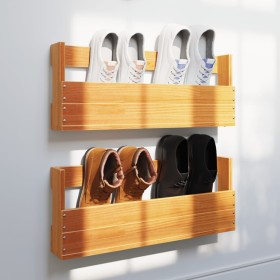 Shoe wall shelves 2 units pine wood brown 59x8.5x23.5 cm by , Shelves and shelves - Ref: Foro24-844489, Price: 36,53 €, Disco...