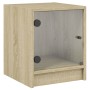 Two Sonoma oak bedside tables with glass doors, 35x37x42 cm each. by , Nightstands - Ref: Foro24-836348, Price: 66,77 €, Disc...