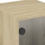 Two Sonoma oak bedside tables with glass doors, 35x37x42 cm each. by , Nightstands - Ref: Foro24-836348, Price: 66,77 €, Disc...