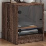 Mesita de noche con puerta de vidrio roble marrón 35x37x42 cm de , Mesitas de noche - Ref: Foro24-836355, Precio: 41,27 €, De...