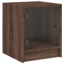 Mesita de noche con puerta de vidrio roble marrón 35x37x42 cm de , Mesitas de noche - Ref: Foro24-836355, Precio: 41,27 €, De...