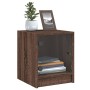 Mesita de noche con puerta de vidrio roble marrón 35x37x42 cm de , Mesitas de noche - Ref: Foro24-836355, Precio: 41,27 €, De...