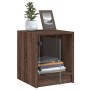 Mesita de noche con puerta de vidrio roble marrón 35x37x42 cm de , Mesitas de noche - Ref: Foro24-836355, Precio: 41,27 €, De...