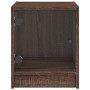 Mesita de noche con puerta de vidrio roble marrón 35x37x42 cm de , Mesitas de noche - Ref: Foro24-836355, Precio: 41,27 €, De...