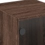 Mesita de noche con puerta de vidrio roble marrón 35x37x42 cm de , Mesitas de noche - Ref: Foro24-836355, Precio: 41,27 €, De...