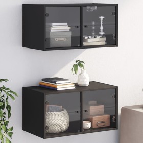 Wall unit with 2 black glass doors 68.5x37x35 cm by , Lockers and storage cabinets - Ref: Foro24-836500, Price: 103,66 €, Dis...