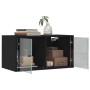 Mueble pared con puertas de vidrio 2 uds negro 68,5x37x35 cm de , Taquillas y armarios de almacenamiento - Ref: Foro24-836500...