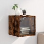 Mesita de noche con puerta de vidrio roble ahumado 35x37x35 cm de , Mesitas de noche - Ref: Foro24-836470, Precio: 34,35 €, D...