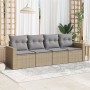 Garden sofa set with cushions 4 pieces beige synthetic rattan by , Modular outdoor sofas - Ref: Foro24-3251016, Price: 317,92...