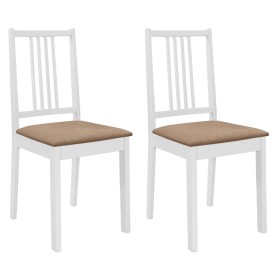 Sillas de comedor con cojines 2 unidades madera maciza blancas de , Sillas de comedor - Ref: Foro24-247634, Precio: 99,04 €, ...