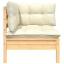 Garten-Ecksofa und Kissen massives Zirbenholz creme von , Modulare Sofas für den Außenbereich - Ref: Foro24-806628, Preis: 12...