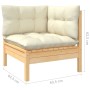 Garten-Ecksofa und Kissen massives Zirbenholz creme von , Modulare Sofas für den Außenbereich - Ref: Foro24-806628, Preis: 12...