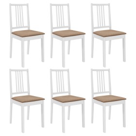 Dining chairs with white solid wood cushions 6 units by , dining chairs - Ref: Foro24-276405, Price: 269,79 €, Discount: %