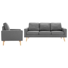 2-teilige Sofagarnitur aus hellgrauem Stoff von , Sofas - Ref: Foro24-3056624, Preis: 539,38 €, Rabatt: %