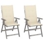 Reclining garden chairs 2 pcs solid acacia wood cushions by , Garden chairs - Ref: Foro24-3064700, Price: 179,99 €, Discount: %