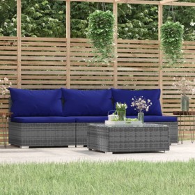 4-teiliges Gartenmöbel-Set und graue synthetische Rattankissen von , Gartensets - Ref: Foro24-317573, Preis: 244,99 €, Rabatt: %