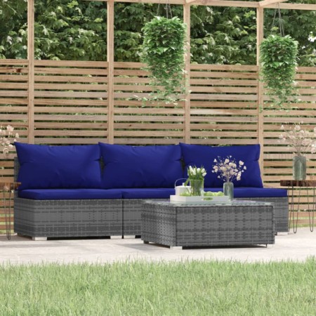 4-teiliges Gartenmöbel-Set und graue synthetische Rattankissen von , Gartensets - Ref: Foro24-317573, Preis: 261,06 €, Rabatt: %