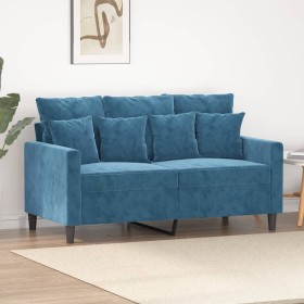 2-Sitzer-Sofa aus blauem Samt, 120 cm von , Sofas - Ref: Foro24-359302, Preis: 226,73 €, Rabatt: %