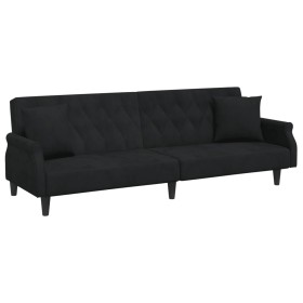 Sofá cama con reposabrazos terciopelo negro de , Sofás - Ref: Foro24-351948, Precio: 278,99 €, Descuento: %