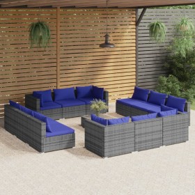 13-teiliges Gartenmöbel-Set und graue synthetische Rattankissen von , Gartensets - Ref: Foro24-3101598, Preis: 908,99 €, Raba...