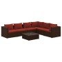 Set muebles de jardín 7 piezas y cojines ratán sintético marrón de , Conjuntos de jardín - Ref: Foro24-3101731, Precio: 585,3...