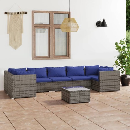 8-teiliges Gartensofa-Set und graue synthetische Rattankissen von , Gartensets - Ref: Foro24-3101966, Preis: 577,04 €, Rabatt: %