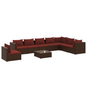 Set muebles de jardín 9 piezas y cojines ratán sintético marrón de , Conjuntos de jardín - Ref: Foro24-3102379, Precio: 748,9...