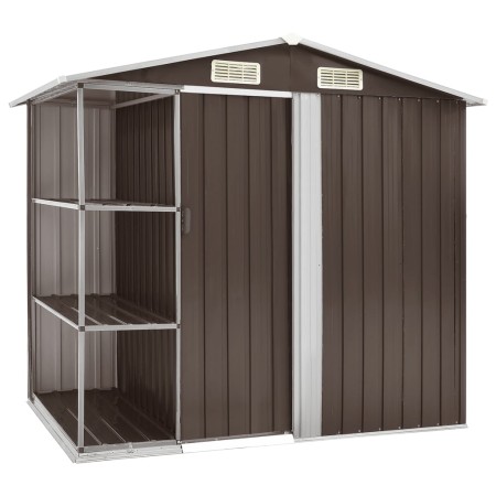 Garden shed with brown iron shelving 205x130x183 cm by , Sheds - Ref: Foro24-47105, Price: 254,54 €, Discount: %