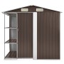 Cobertizo de jardín con estantería hierro marrón 205x130x183 cm de , Cobertizos - Ref: Foro24-47105, Precio: 254,54 €, Descue...