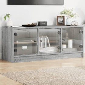 Mueble de TV con puertas de vidrio gris Sonoma 102x37x42 cm de , Muebles TV - Ref: Foro24-836411, Precio: 75,99 €, Descuento: %