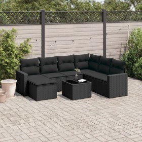 Set de sofás de jardín 8 piezas y cojines ratán sintético negro de , Sofás modulares de exterior - Ref: Foro24-3251642, Preci...