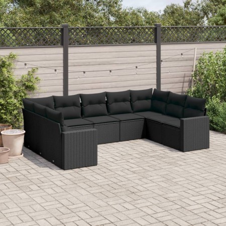 Set aus 8-teiligen Gartensofas und Kissen Kunstrattan schwarz von , Modulare Sofas für den Außenbereich - Ref: Foro24-3251732...