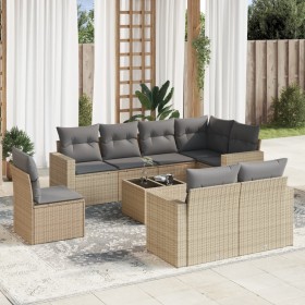 Garden sofa set 9 pieces with beige synthetic rattan cushions by , Modular outdoor sofas - Ref: Foro24-3251586, Price: 747,59...