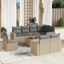 Garden sofa set 9 pieces with beige synthetic rattan cushions by , Modular outdoor sofas - Ref: Foro24-3251586, Price: 753,14...