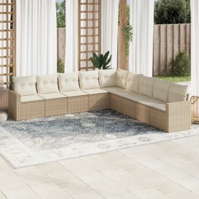 Set de sofás de jardín 9 pzas con cojines ratán sintético beige de , Conjuntos de jardín - Ref: Foro24-3219078, Precio: 724,9...