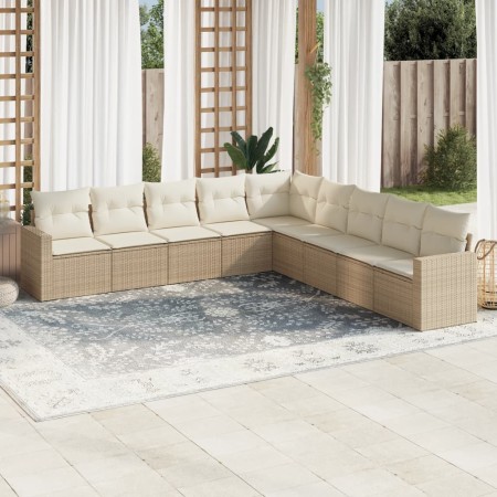 Set de sofás de jardín 9 pzas con cojines ratán sintético beige de , Conjuntos de jardín - Ref: Foro24-3219078, Precio: 707,0...