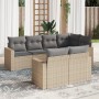 7-teiliges Gartensofa-Set und beigefarbene synthetische Rattankissen von , Modulare Sofas für den Außenbereich - Ref: Foro24-...