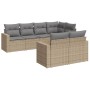 7-teiliges Gartensofa-Set und beigefarbene synthetische Rattankissen von , Modulare Sofas für den Außenbereich - Ref: Foro24-...