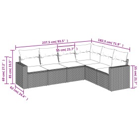 Gartensofa-Set mit Kissen, 6-teilig, beiges synthetisches Rattan von , Gartensets - Ref: Foro24-3218998, Preis: 504,90 €, Rab...